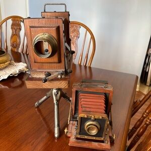 Vintage Replica Wooden Camera with Tripod
